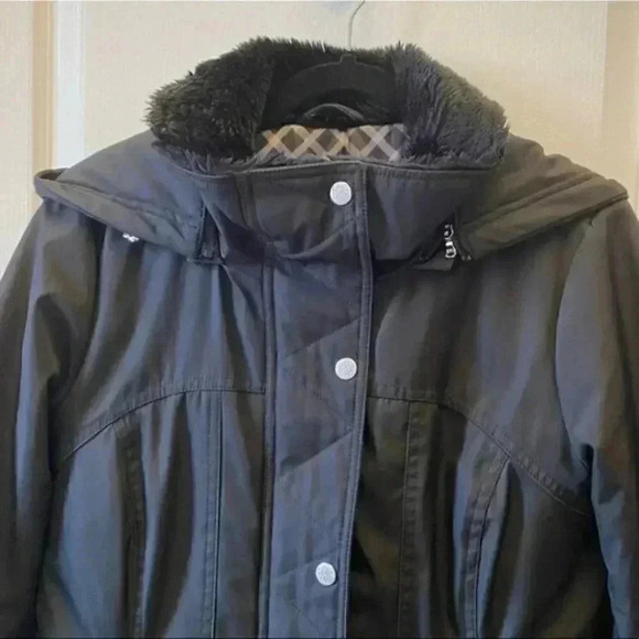 Jessica Simpson Chore Coat Padded Utility Jacket Faux Fur Collar Black Medium - Picture 4 of 16